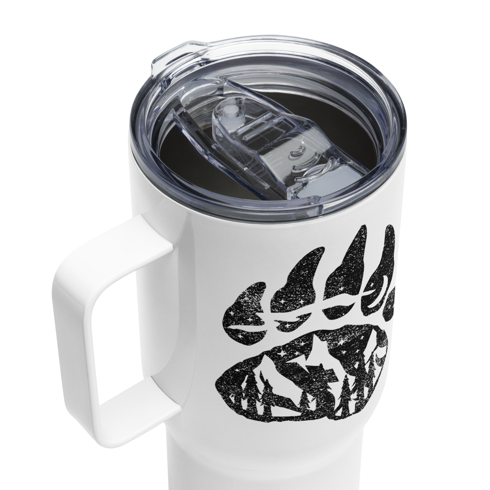 Travel mug with a handle